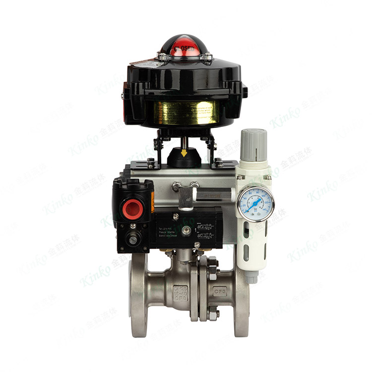 Pneumatic stainless steel flanged ball valve