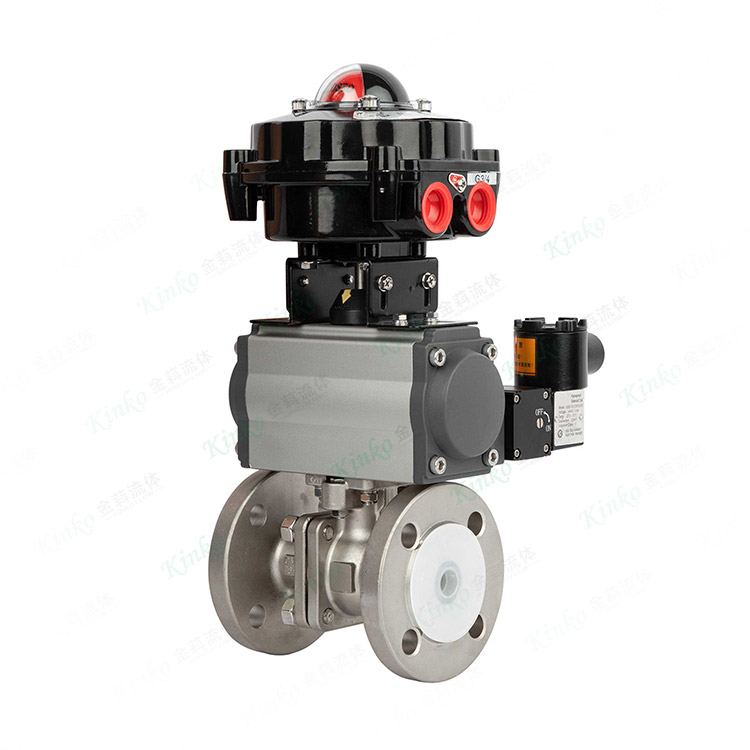 Pneumatic stainless steel flanged ball valve